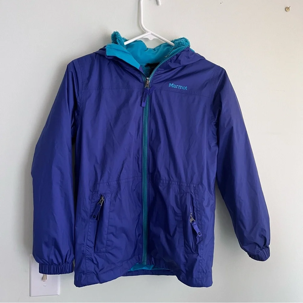 Marmot Girls' Precip Eco 3-in-1 blue jacket with Teal Trim